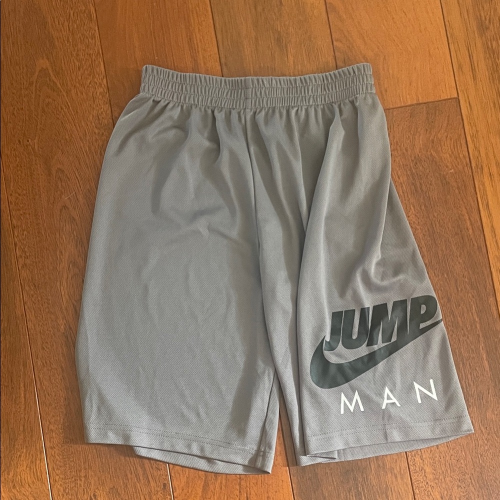 Nike Gray Jumpman Athletic Shorts with Black Logo